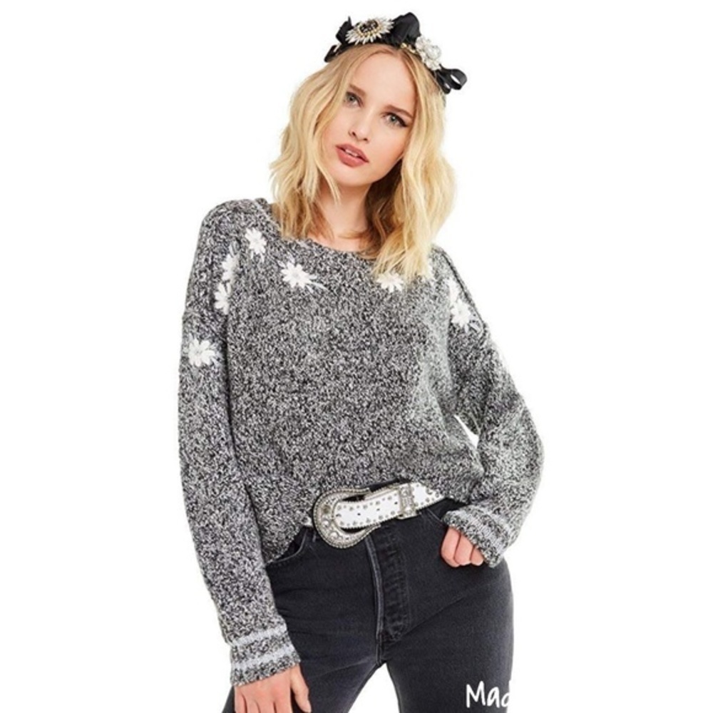 Wildfox Flower Field Lewis Sweater in Black